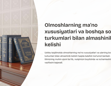Olmoshlarning ma'no xususiyatlari va boshqa so'z turkumlari bilan almashinib kelishi preview