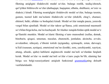 MODAL SO'ZLAR